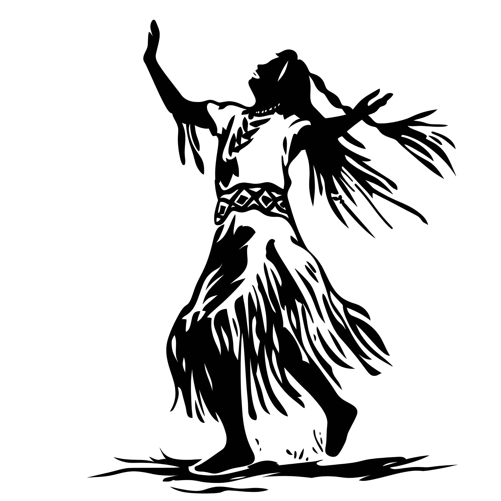 Native American ceremonial dance Drawing Idea (free black-and-white line drawing printable PDF for all, from beginners to advanced learners, including children, teens, adults, and seniors)