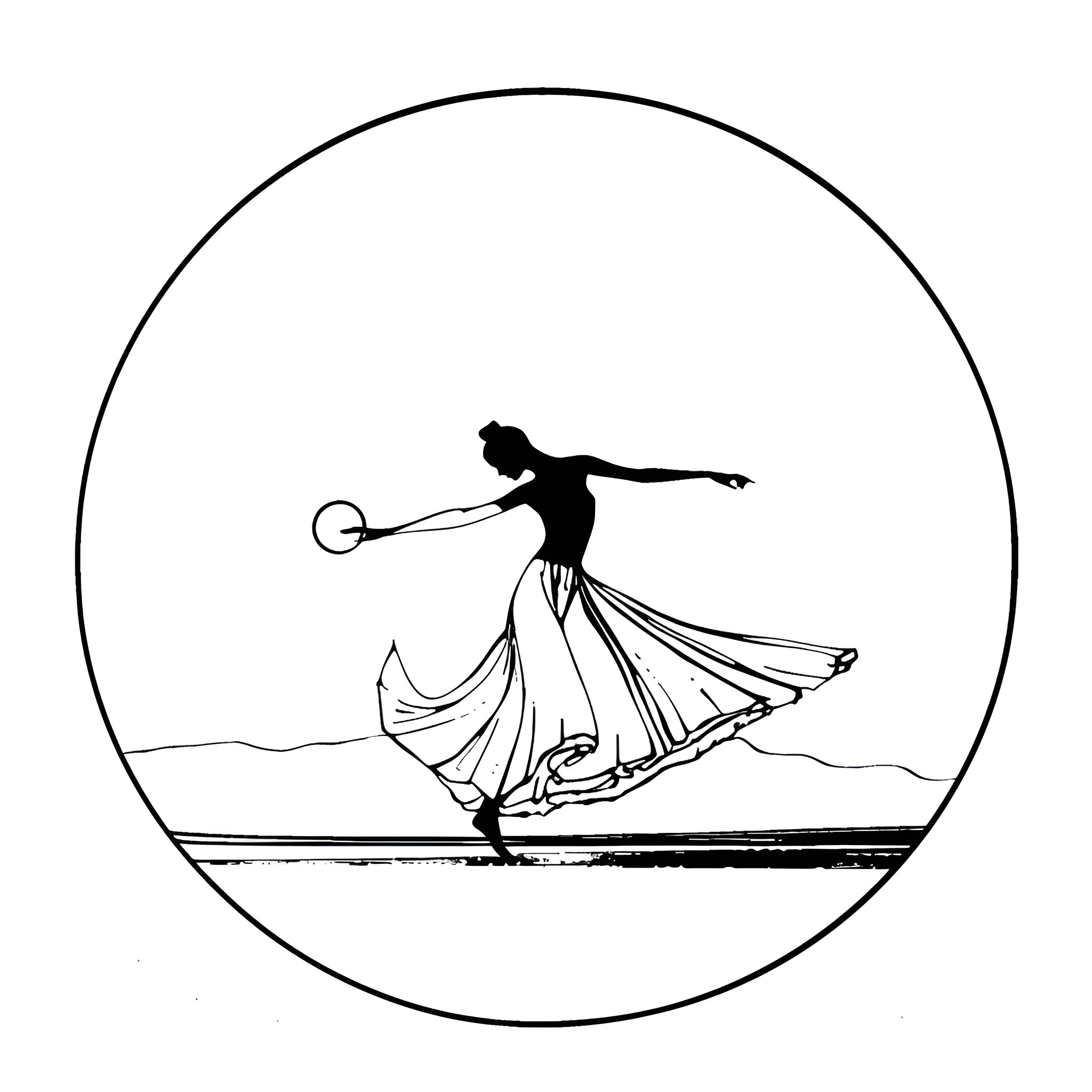 Dream of a Graceful Dancer Drawing Idea (free black-and-white line drawing printable PDF for all, from beginners to advanced learners, including children, teens, adults, and seniors)