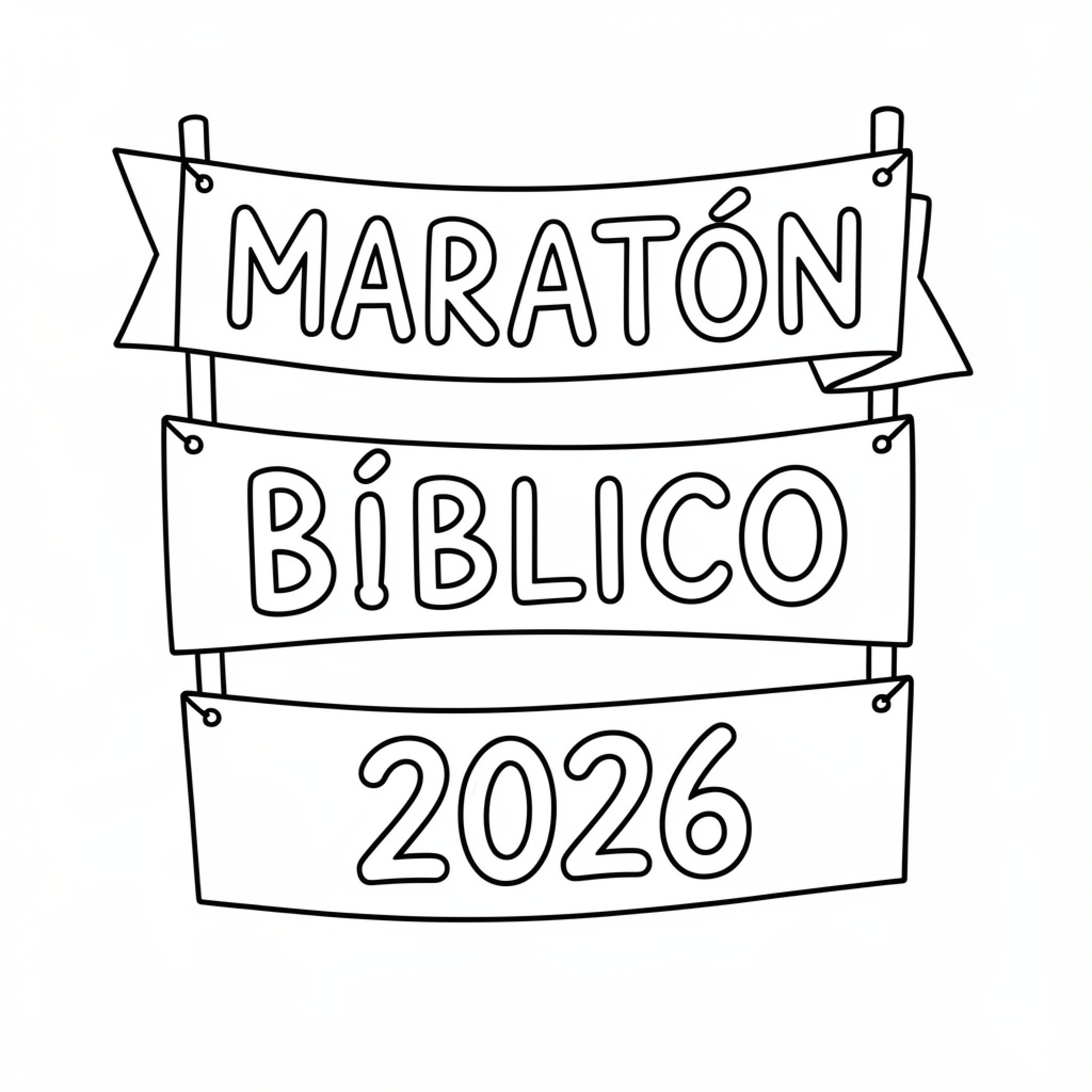 Easy Marathon Biblical themed banner display Drawing Idea (free black-and-white line drawing printable PDF for all, from beginners to advanced learners, including children, teens, adults, and seniors)