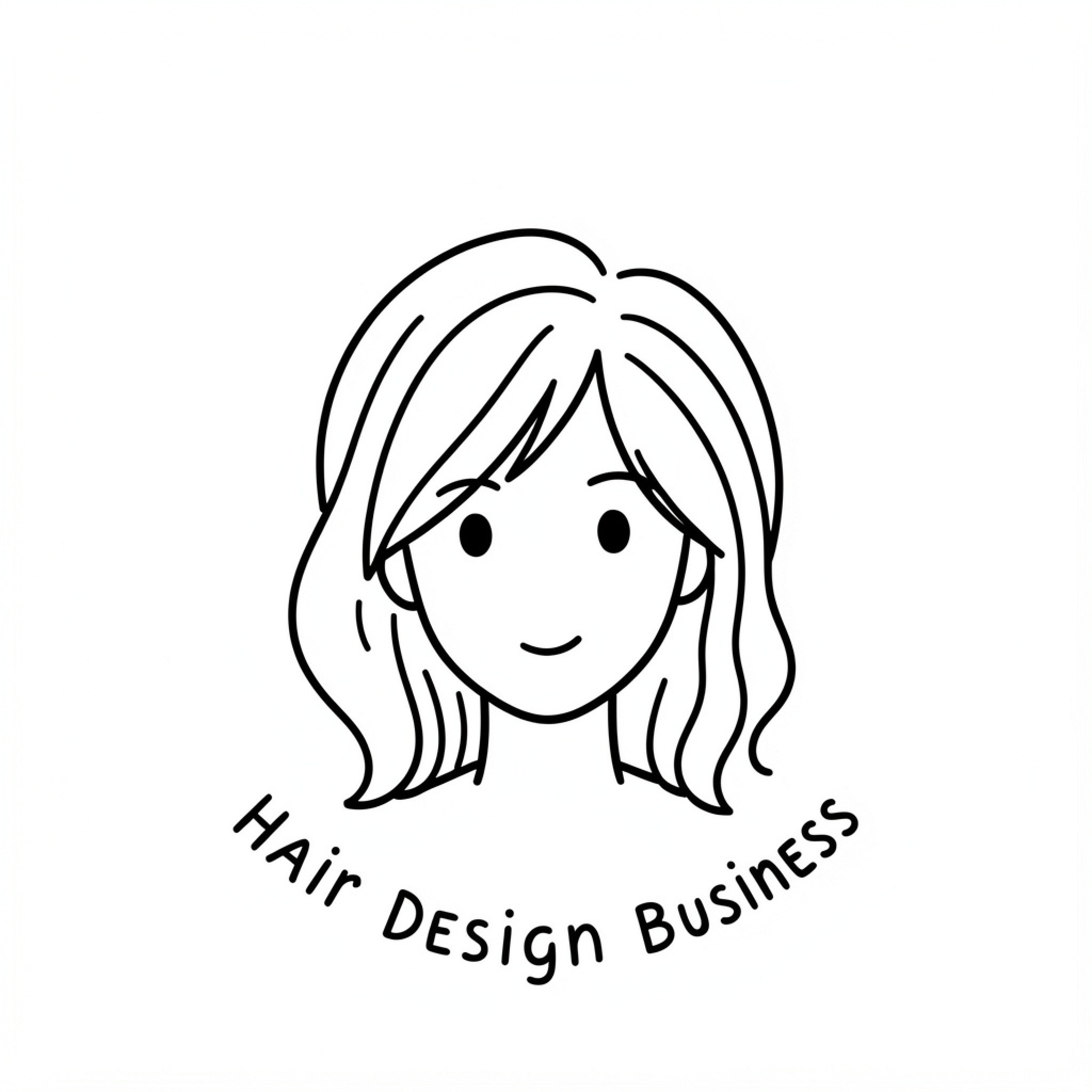 Easy Hair Design featuring a smiling woman's portrait Drawing Idea (free black-and-white line drawing printable PDF for all, from beginners to advanced learners, including children, teens, adults, and seniors)