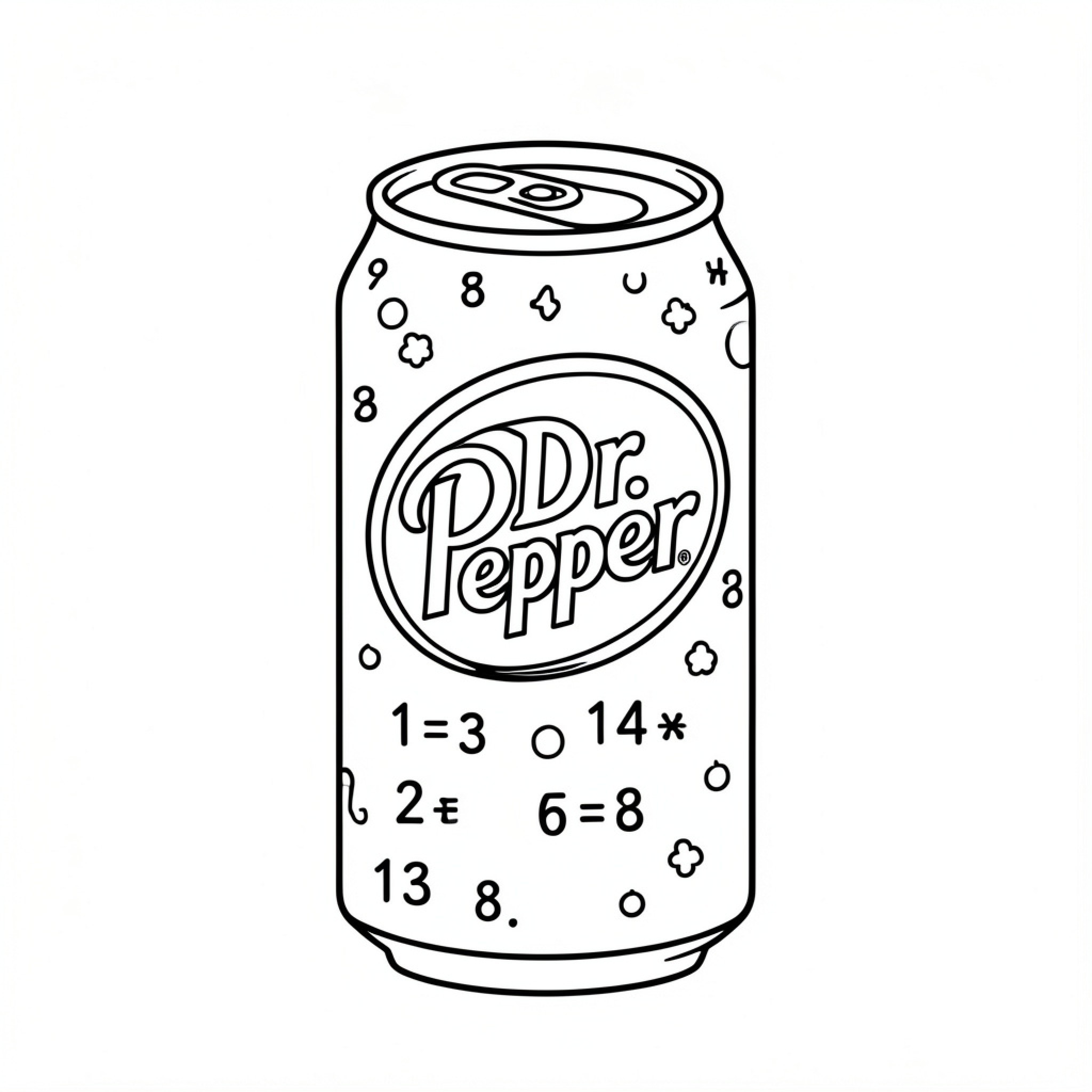 Easy Dr. Pepper soda can coloring page outline Drawing Idea (free black-and-white line drawing printable PDF for all, from beginners to advanced learners, including children, teens, adults, and seniors)