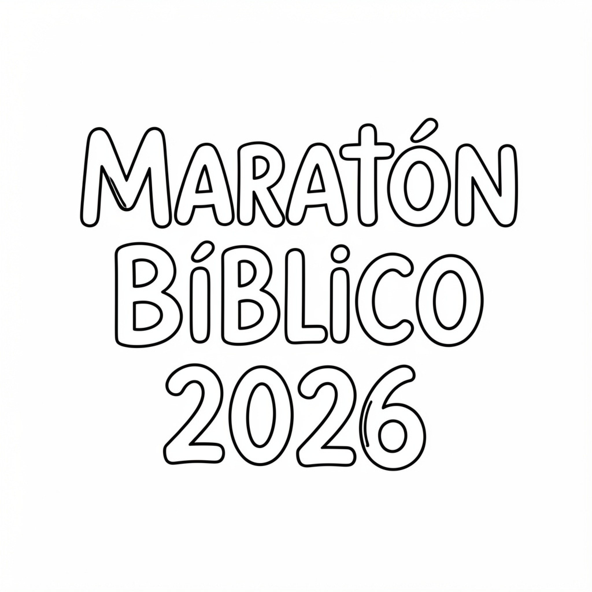 Easy Biblical Marathon 2026 text outline Drawing Idea (free black-and-white line drawing printable PDF for all, from beginners to advanced learners, including children, teens, adults, and seniors)