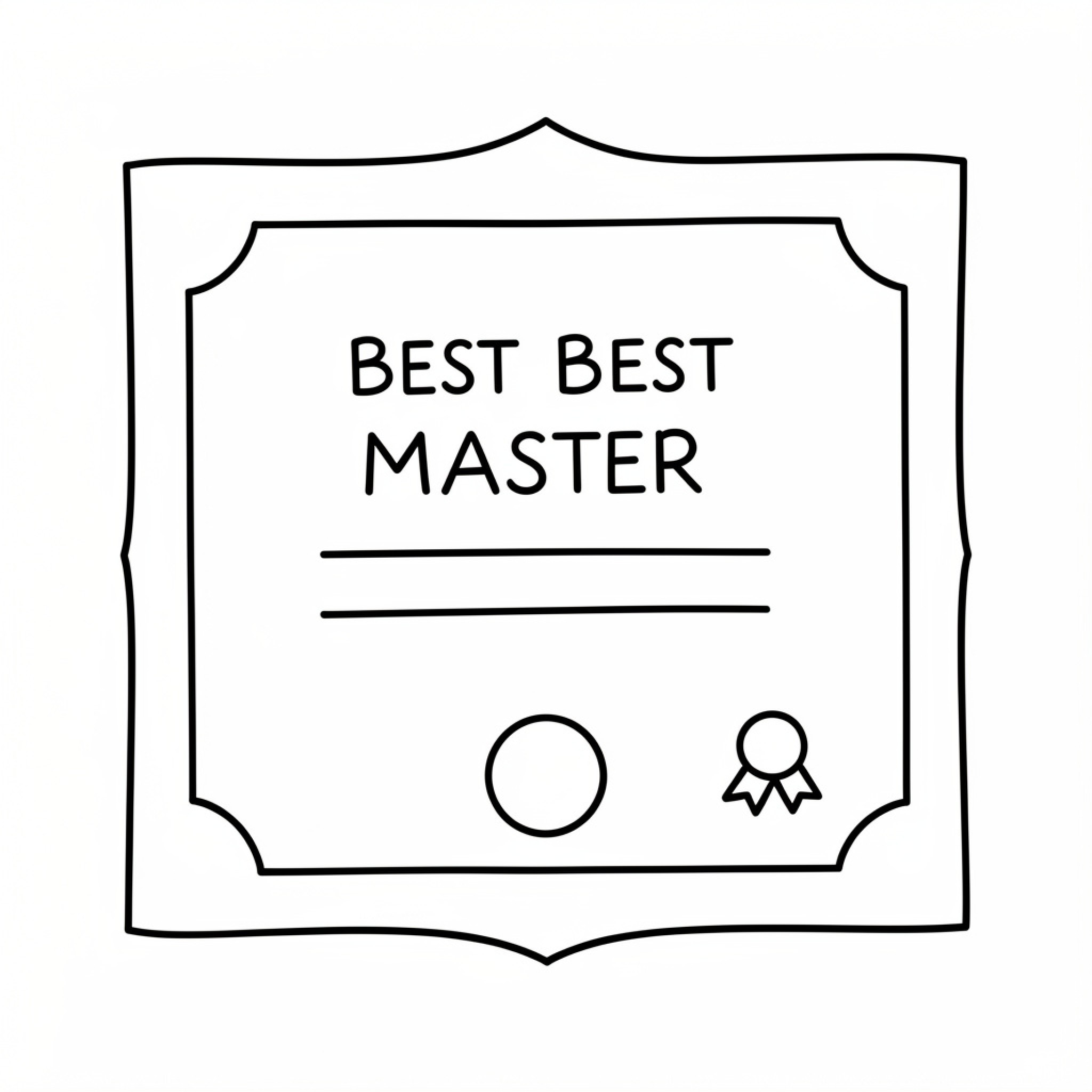Easy Diploma celebrating a master achievement Drawing Idea (free black-and-white line drawing printable PDF for all, from beginners to advanced learners, including children, teens, adults, and seniors)