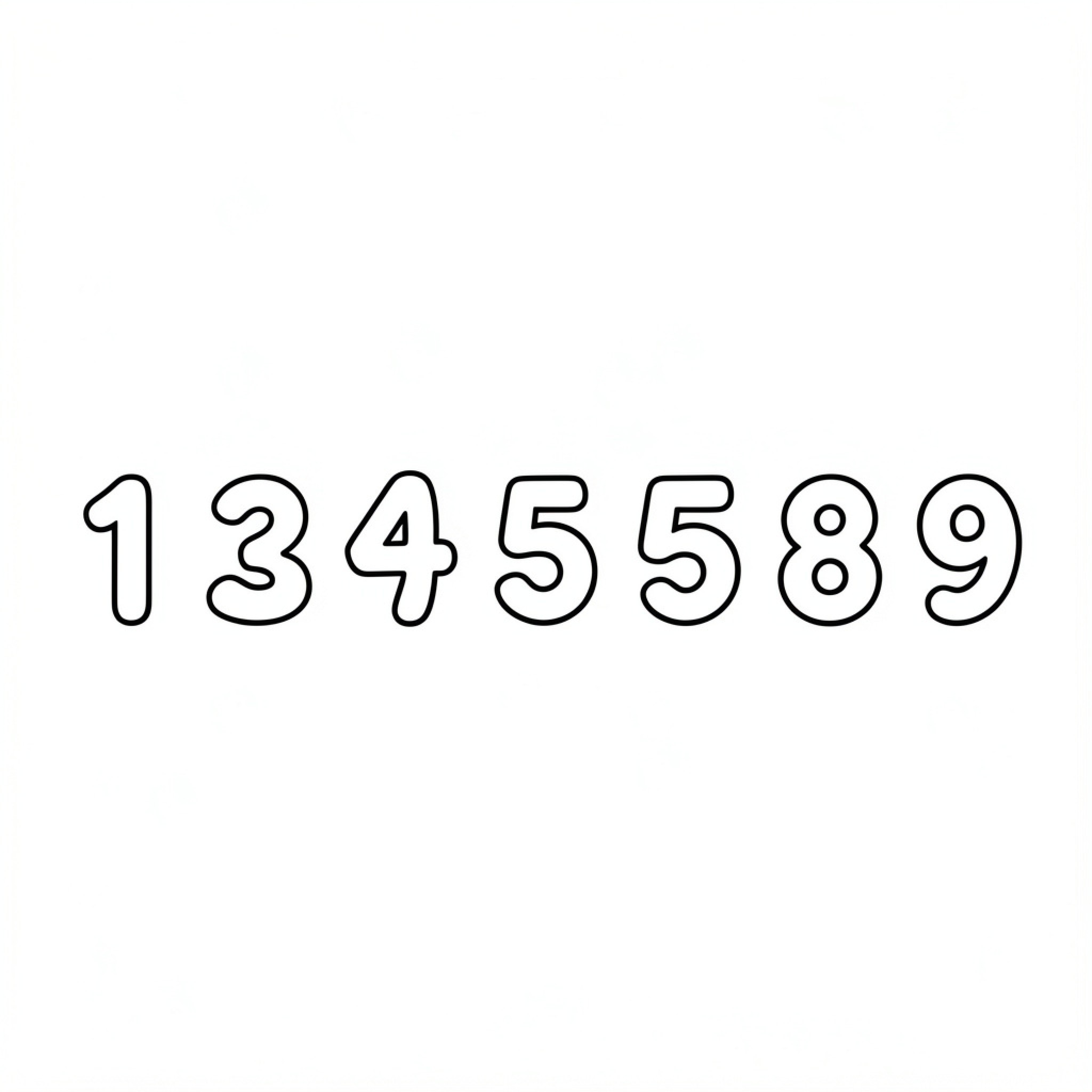 Easy Number sequence of outline digits Drawing Idea (free black-and-white line drawing printable PDF for all, from beginners to advanced learners, including children, teens, adults, and seniors)