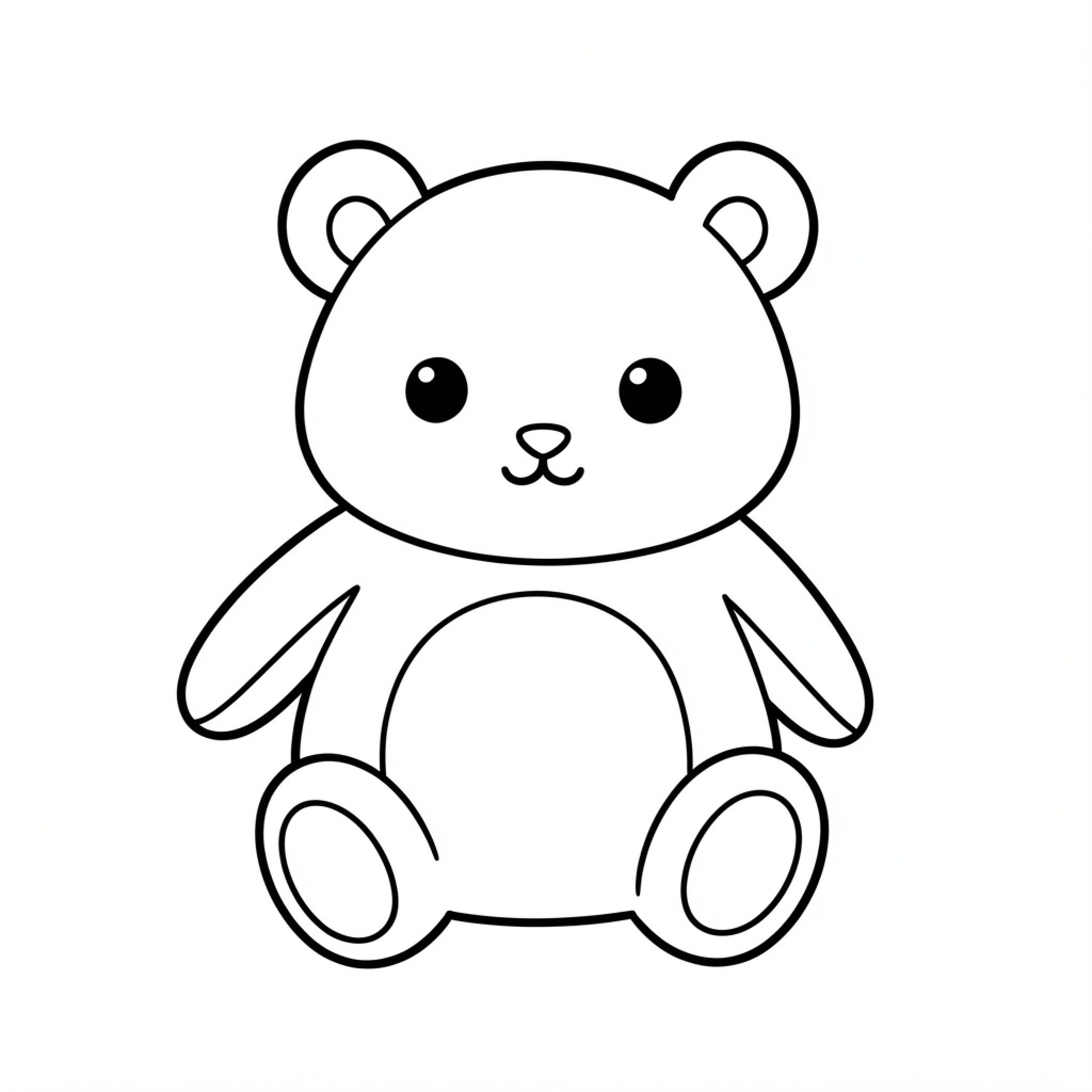 Easy Jellycat sitting with a happy expression Drawing Idea (free black-and-white line drawing printable PDF for all, from beginners to advanced learners, including children, teens, adults, and seniors)