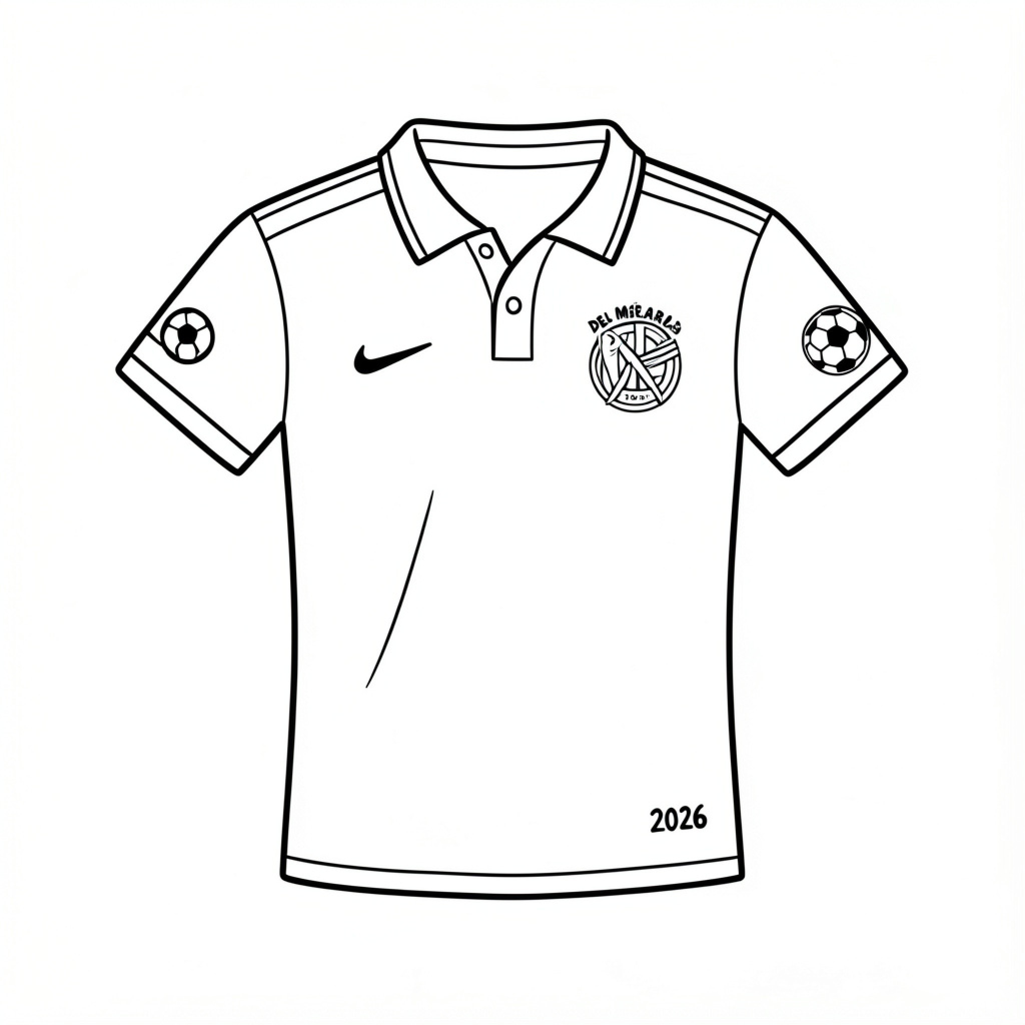 Easy World Cup 2026 soccer jersey design template Drawing Idea (free black-and-white line drawing printable PDF for all, from beginners to advanced learners, including children, teens, adults, and seniors)