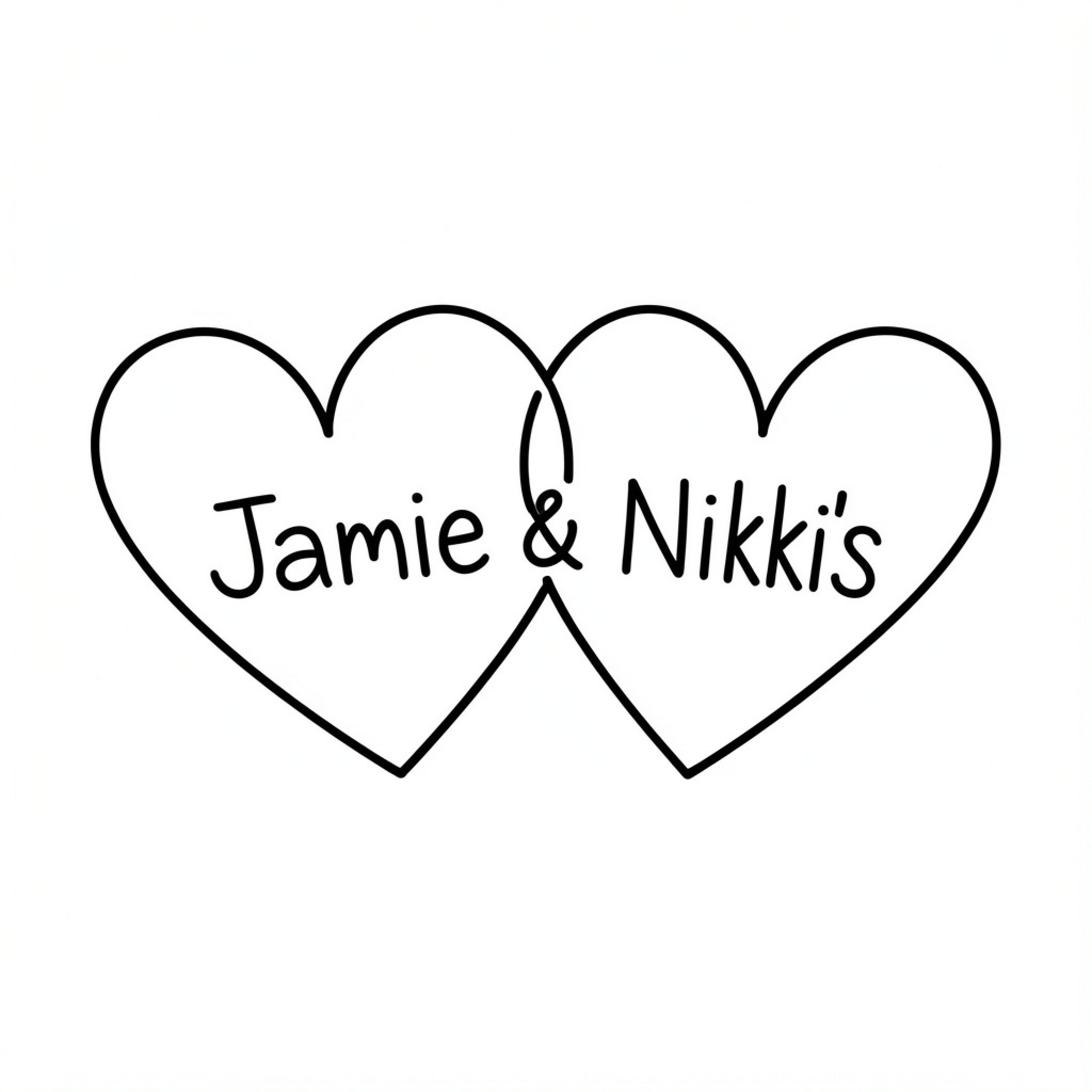 Easy Heart outlines featuring interlocking romantic symbols Drawing Idea (free black-and-white line drawing printable PDF for all, from beginners to advanced learners, including children, teens, adults, and seniors)